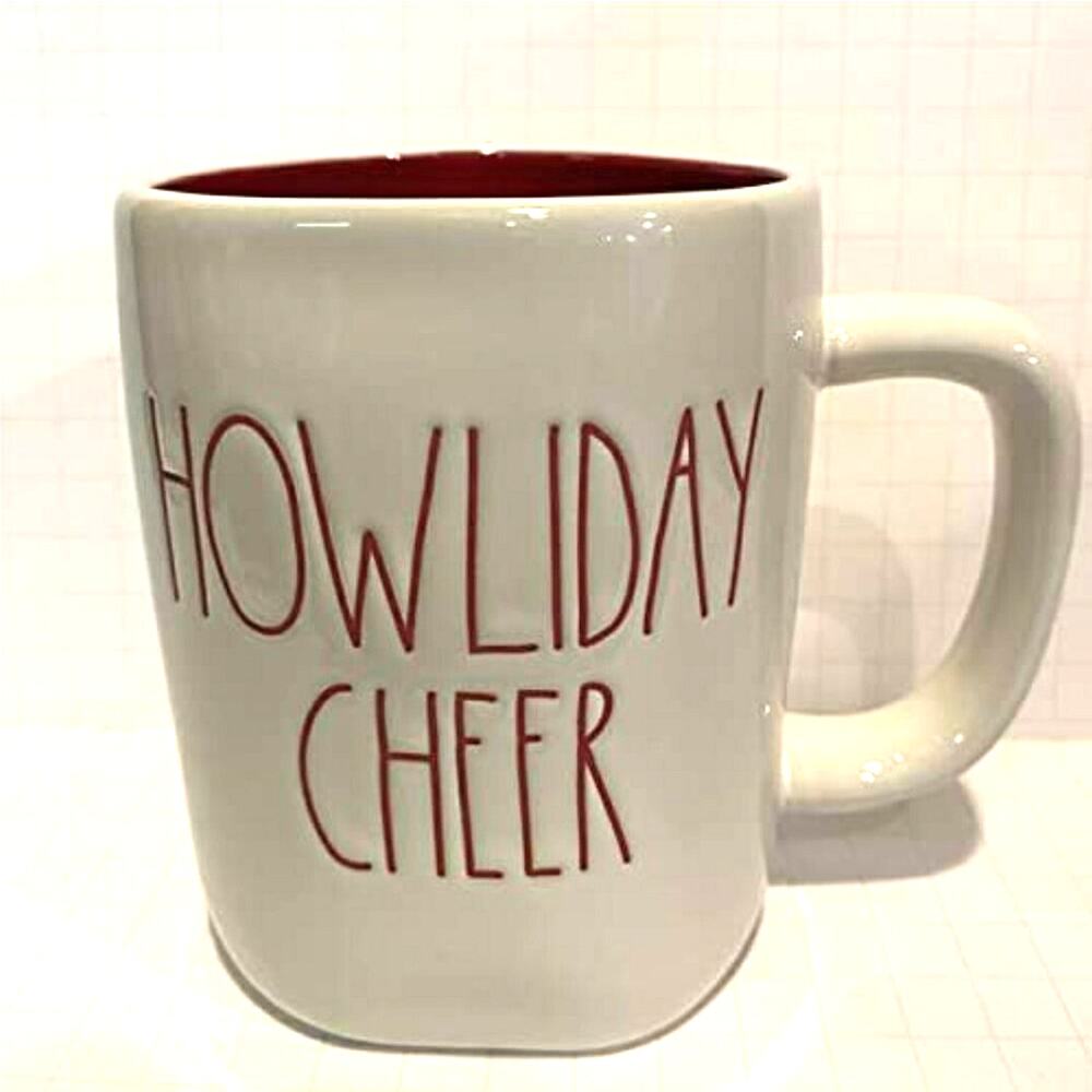 Rae Dunn HOWLIDAY CHEER Coffee Mug EUC Dog Lover Puppy Holiday A-14
